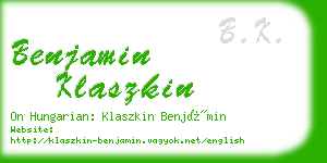 benjamin klaszkin business card